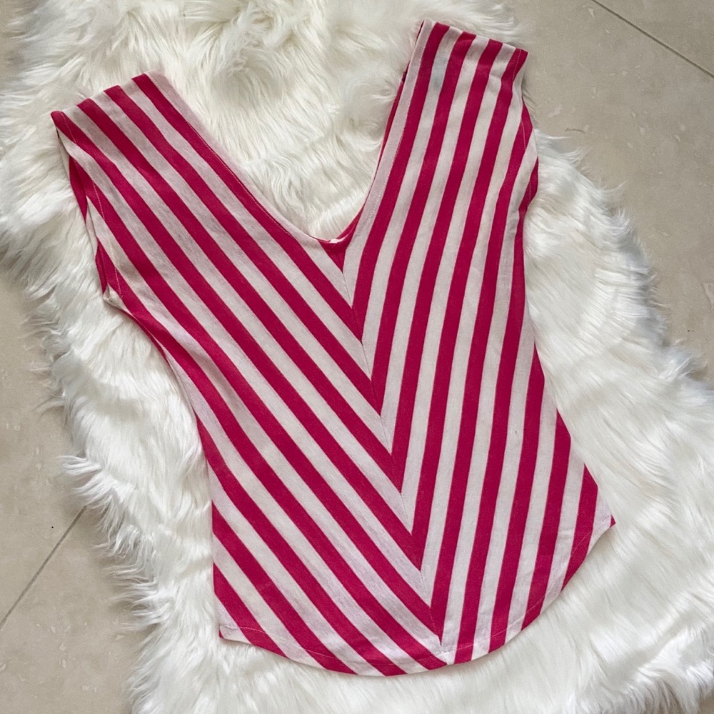 Pink and White Striped Blouse Size small
